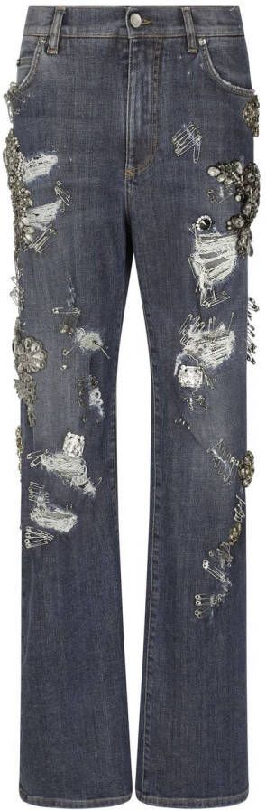 Dolce & Gabbana Gerafelde straight jeans Grijs