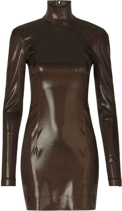 Dolce & Gabbana Glanzende jurk Bruin