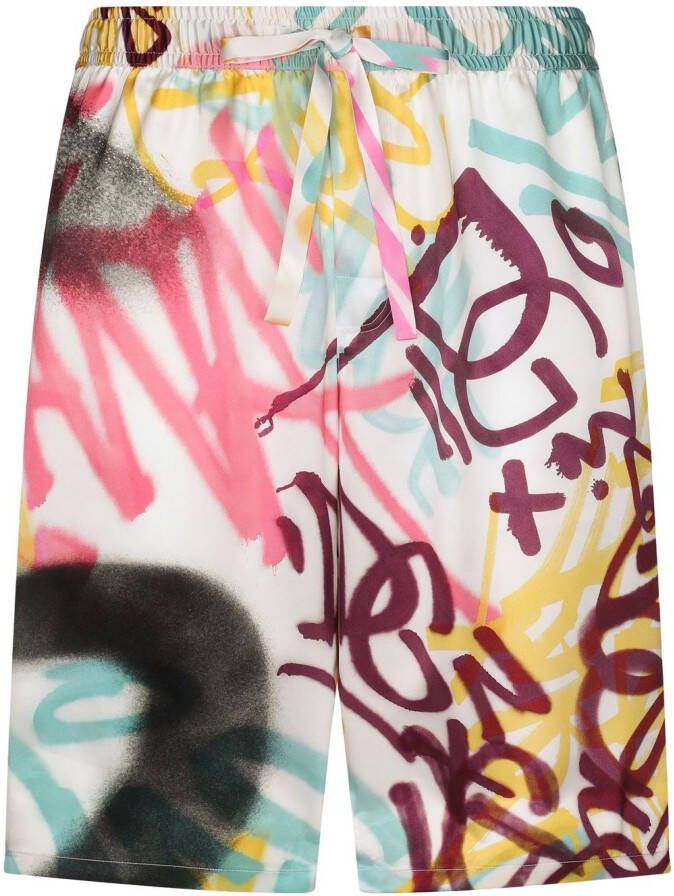 Dolce & Gabbana Shorts met graffiti-print Wit