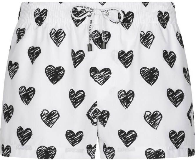 Dolce & Gabbana Zwembroek met hartprint Wit