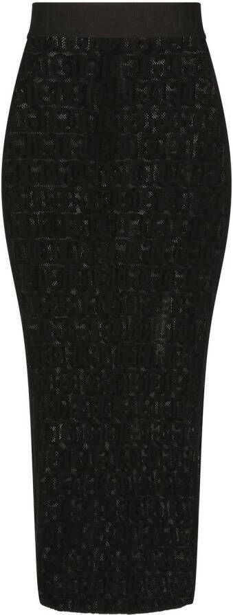 Dolce & Gabbana Tulen kokerrok met DG-logo Zwart