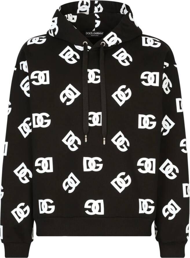 Dolce & Gabbana Hoodie met logoprint en trekkoord Zwart