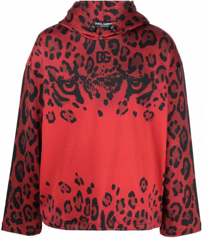 Dolce & Gabbana Hoodie met luipaardprint Rood