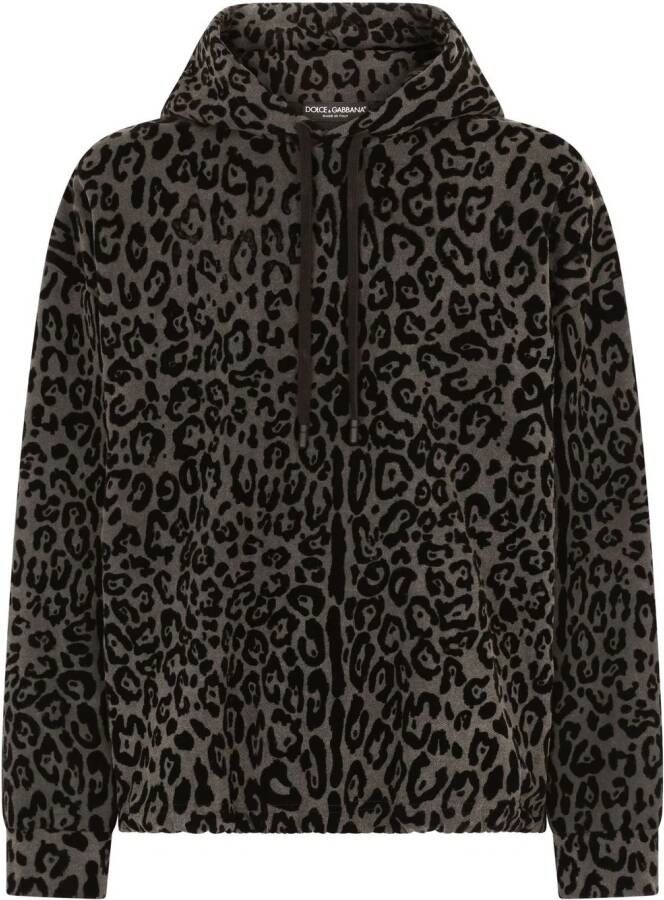 Dolce & Gabbana Hoodie met luipaardprint Zwart