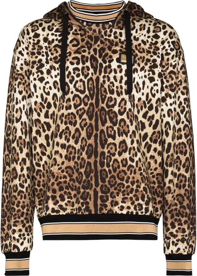 Dolce & Gabbana Hoodie met luipaardprint Zwart