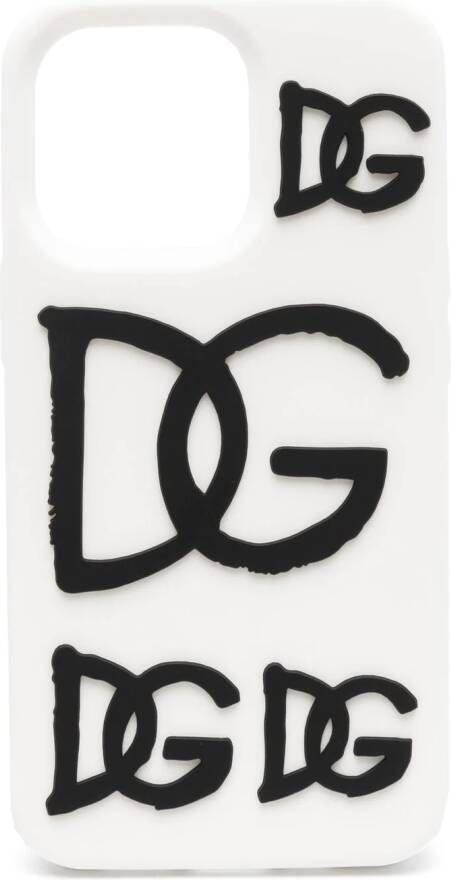 Dolce & Gabbana iPhone 13 Pro hoesje met logoprint Wit