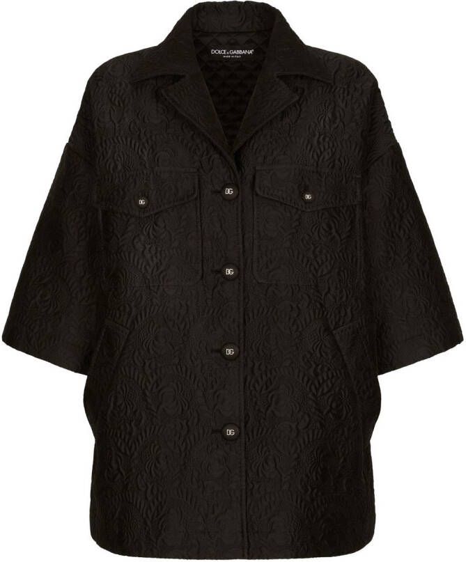 Dolce & Gabbana Korte cape met bloemen jacquard Zwart