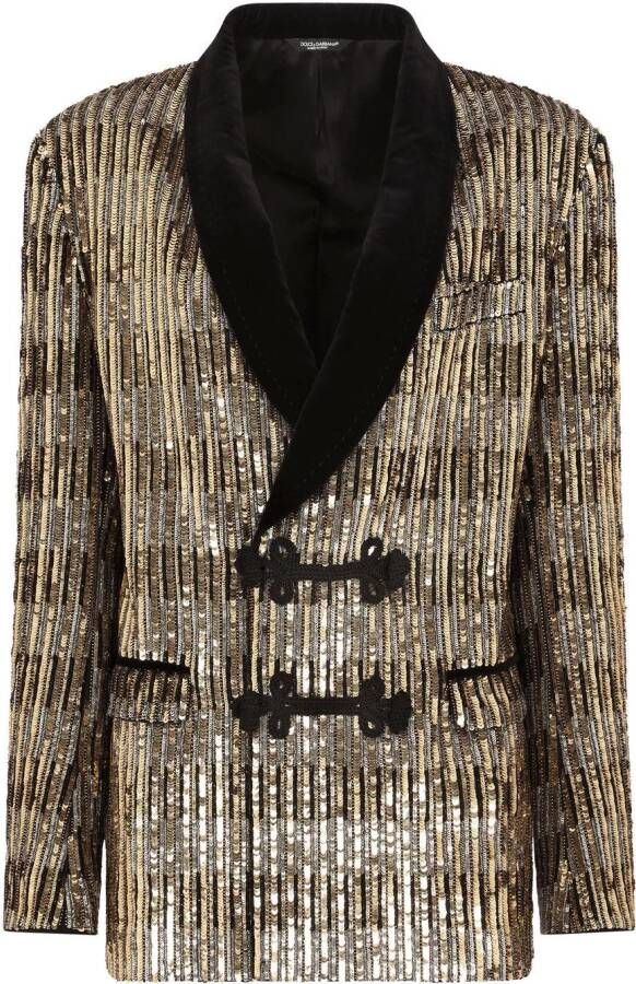 Dolce & Gabbana Houtje-touwtje jas met pailletten Beige