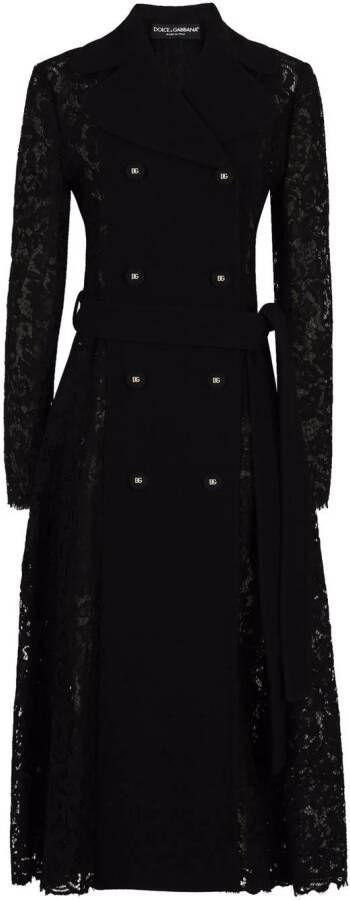 Dolce & Gabbana Jas met dubbele rij knopen dames katoen nylonrayon Vicuña wol nylon 36 Zwart