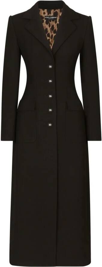 Dolce & Gabbana Crêpe mantel met enkele rij knopen Zwart
