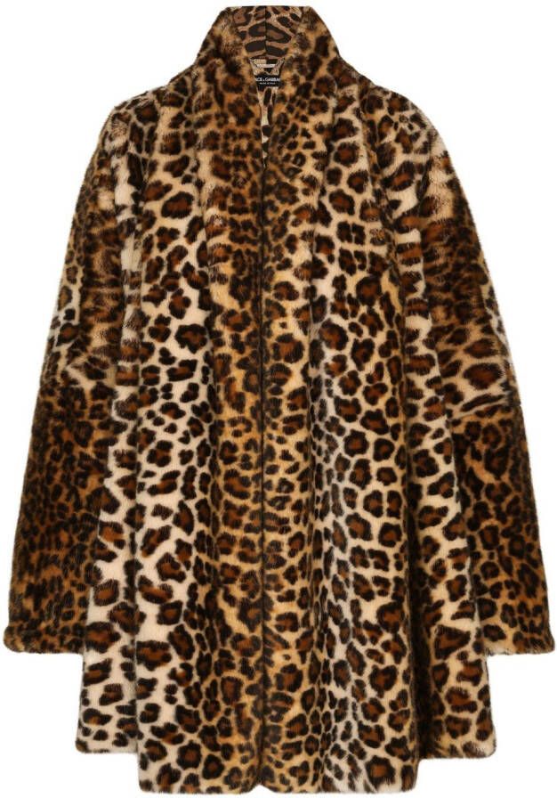 Dolce & Gabbana KIM DOLCE &GABBANA cape van imitatiebont met luipaardprint Bruin