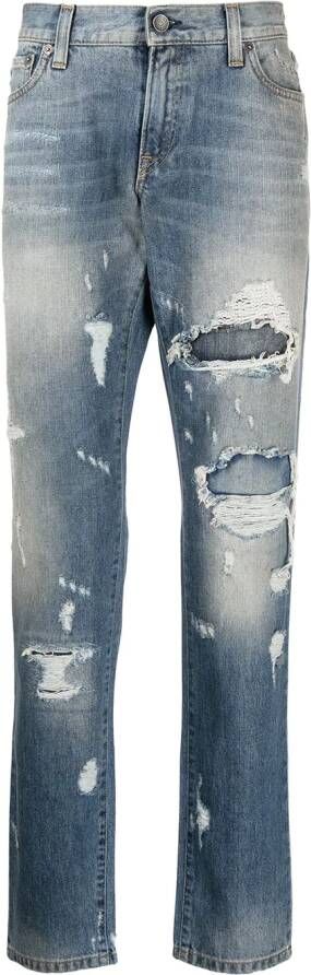 Dolce & Gabbana Jeans met gescheurd detail Blauw