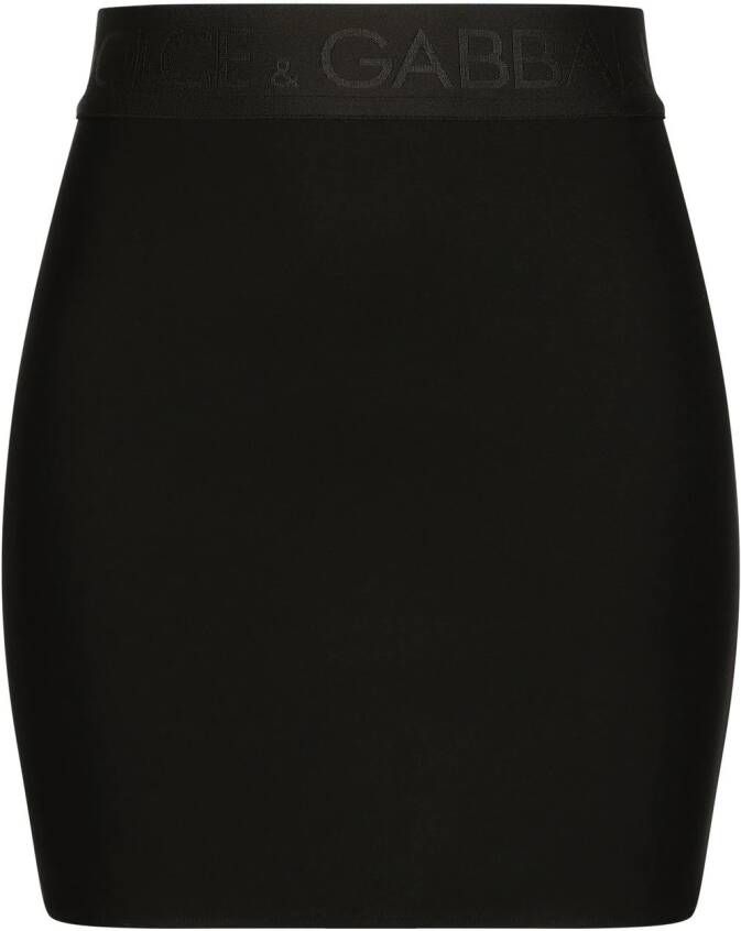 Dolce & Gabbana Getailleerde mini-rok met logoband Zwart