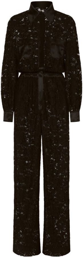 Dolce & Gabbana Jumpsuit met lange mouwen en kant Zwart