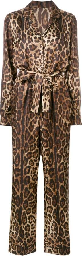 Dolce & Gabbana jumpsuit met luipaarddessin Bruin