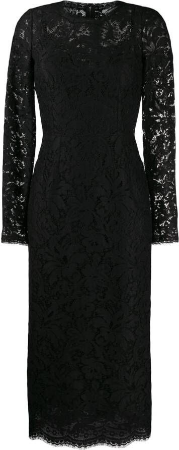 Dolce & Gabbana Jurk met bloemenkant Zwart