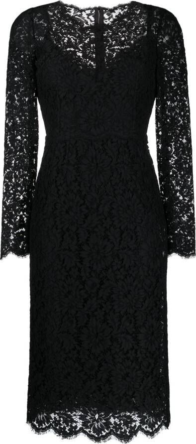 Dolce & Gabbana Jurk met bloemenkant Zwart