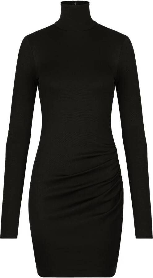 Dolce & Gabbana Mini-jurk met hoge hals en ruches Zwart