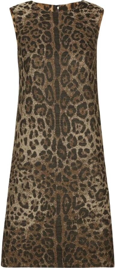 Dolce & Gabbana Jurk met luipaard jacquard Bruin