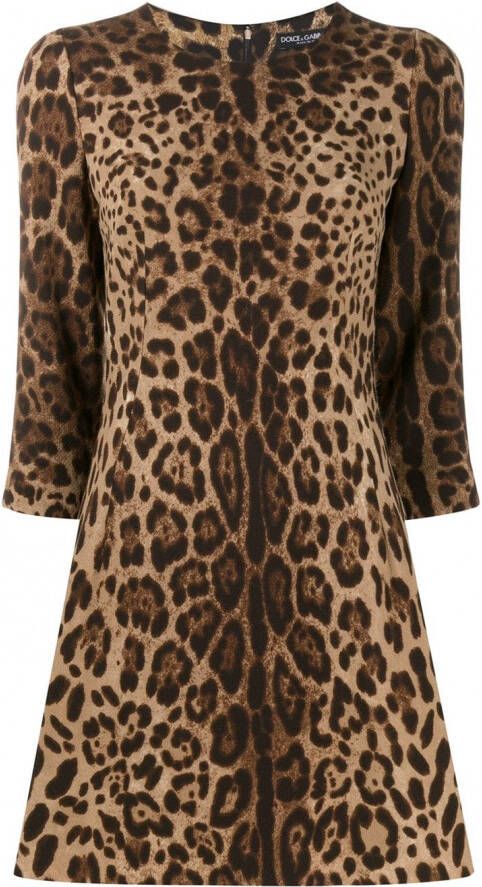 Dolce & Gabbana Jurk met luipaardprint Beige