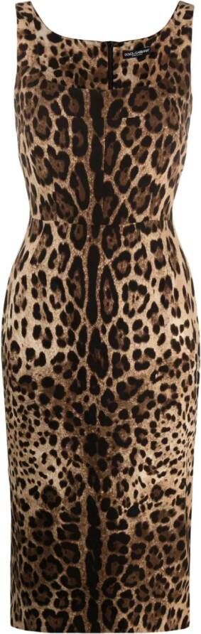 Dolce & Gabbana Jurk met luipaardprint Bruin