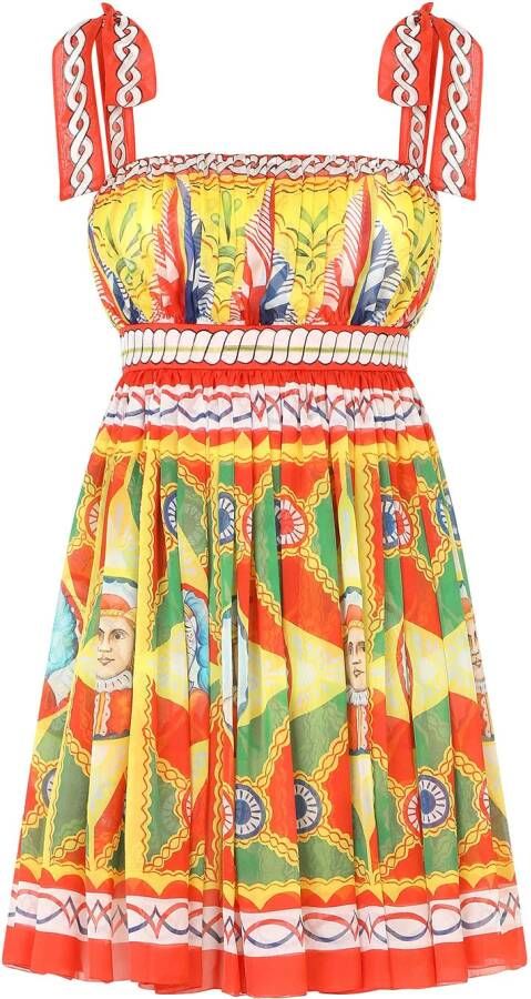 Dolce & Gabbana Chiffon mini-jurk met print Geel