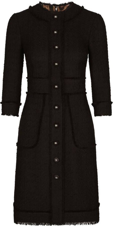 Dolce & Gabbana Tweed midi-jurk Zwart