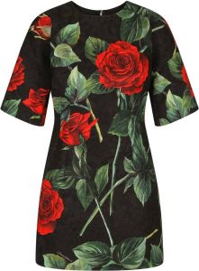 Dolce & Gabbana Jurk met roosprint Zwart