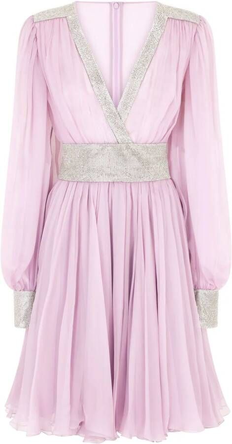 Dolce & Gabbana Chiffon mini-jurk met V-hals Paars