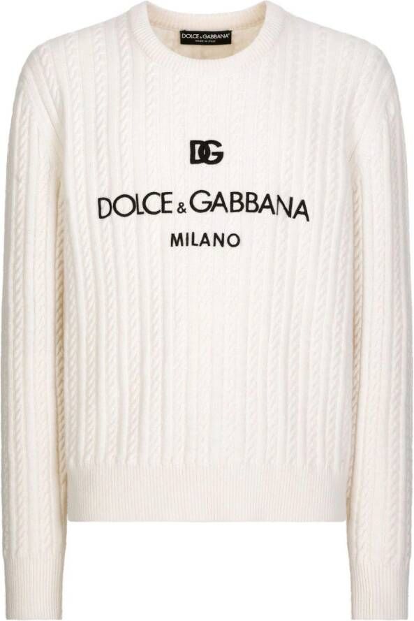 Dolce & Gabbana Kabelgebreide trui Wit