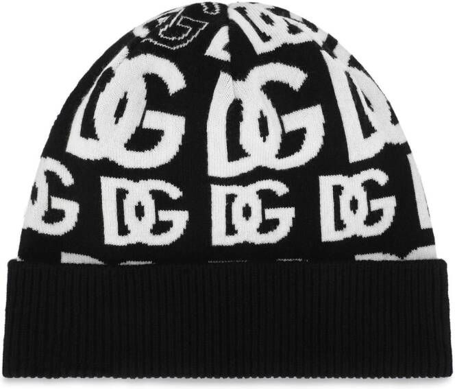 Dolce & Gabbana Muts met DG-logo van kasjmierblend Zwart