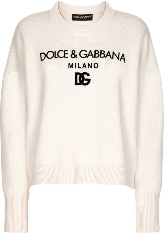 Dolce & Gabbana Kasjmier trui met logo Beige