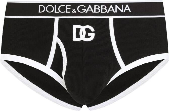Dolce & Gabbana Brando geribbelde slip met logopatch Zwart