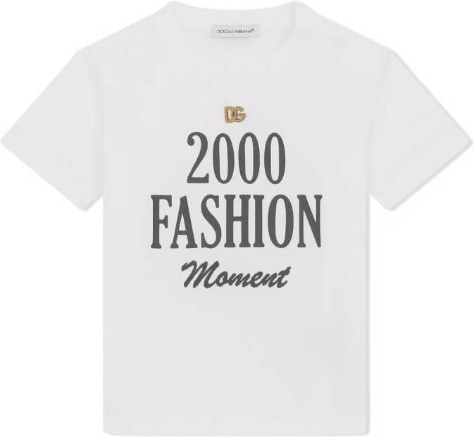 Dolce & Gabbana Kids 2000 T-shirt met logoplakkaat Wit