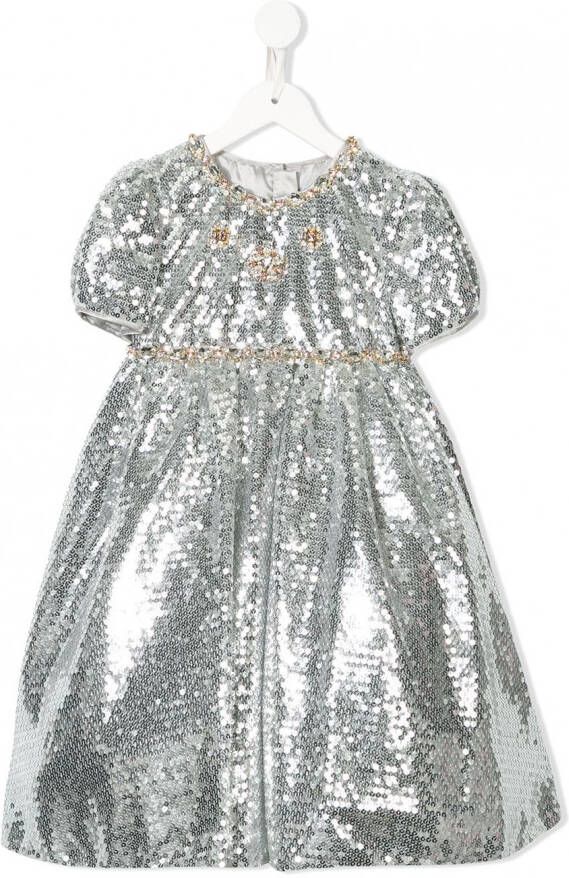 Dolce & Gabbana Kids Avondjurk verfraaid met pailletten Zilver