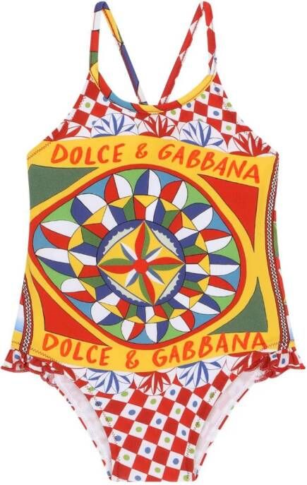 Dolce & Gabbana Kids Badpak met ruche Geel