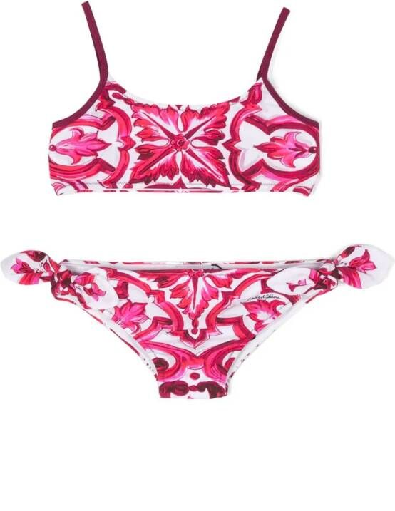 Dolce & Gabbana Kids Bikini met geometrische print Roze