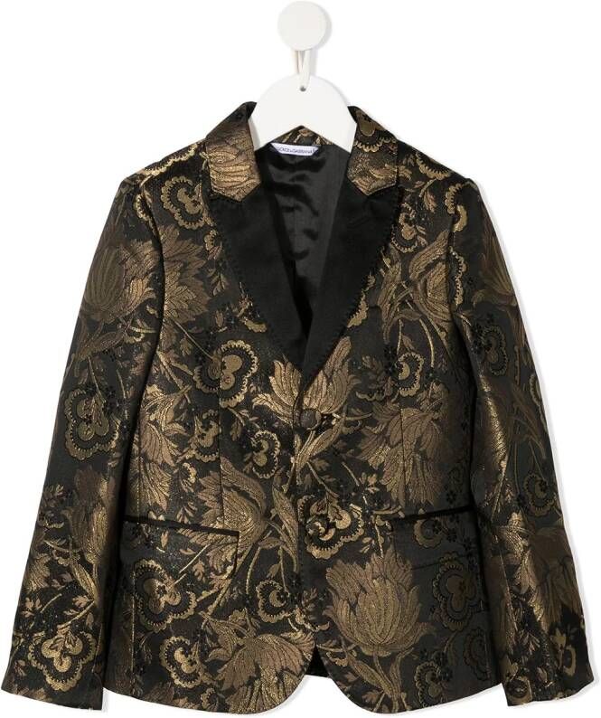 Dolce & Gabbana Kids Blazer met bloemjacquard Zwart