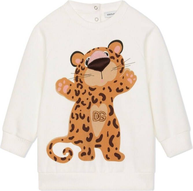 Dolce & Gabbana Kids Sweater met logoprint en ronde hals Wit