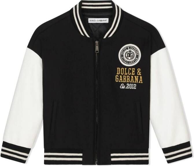 Dolce & Gabbana Kids Bomberjack met geborduurd logo Zwart