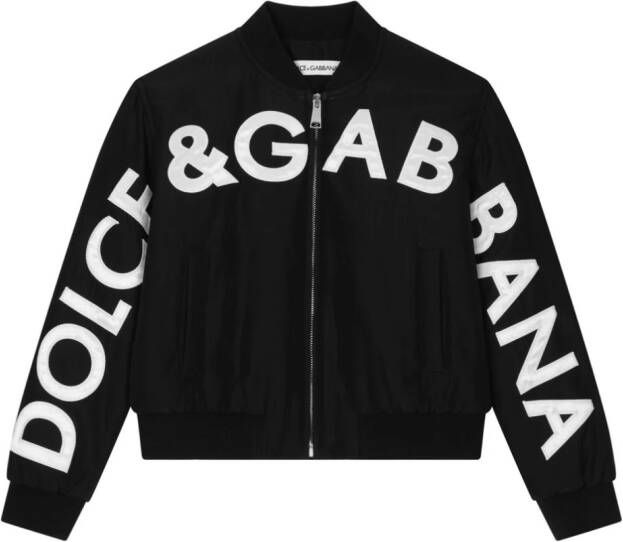 Dolce & Gabbana Kids Bomberjack met logoprint Zwart
