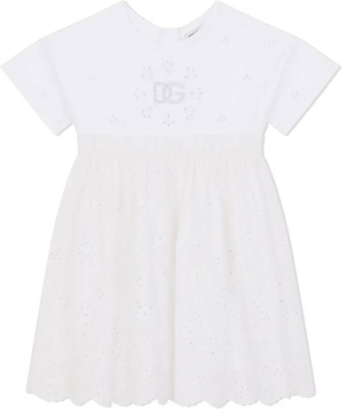 Dolce & Gabbana Kids Popeline midi-jurk met borduurwerk Wit