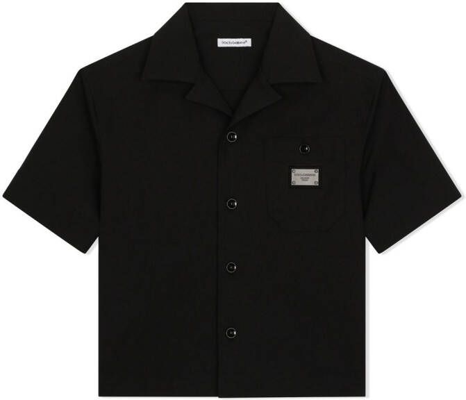 Dolce & Gabbana Kids Popeline shirt met logolabel Zwart
