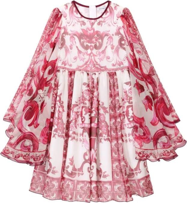 Dolce & Gabbana Kids Chiffon jurk Wit