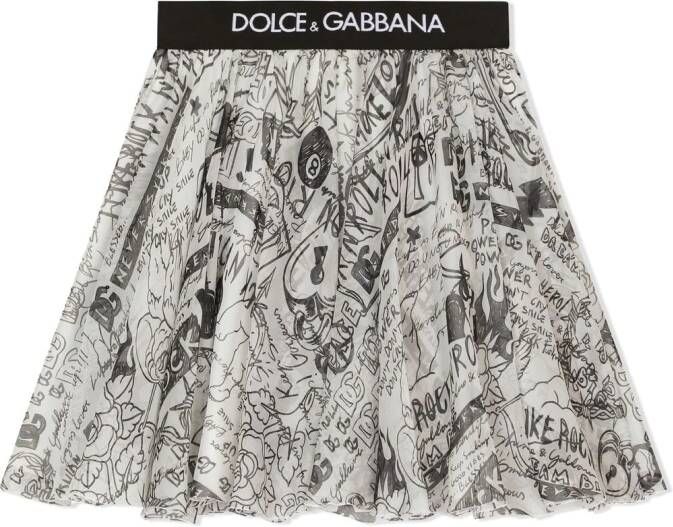 Dolce & Gabbana Kids Chiffon rok Wit
