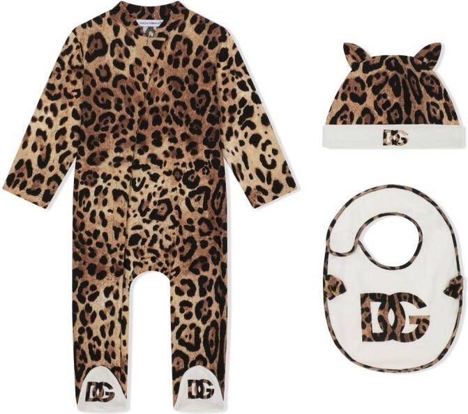 Dolce & Gabbana Kids Romper met luipaardprint Bruin