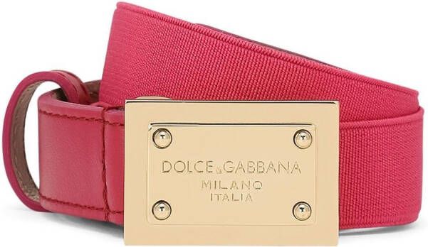 Dolce & Gabbana Kids Elastische riem met logo-label Rood