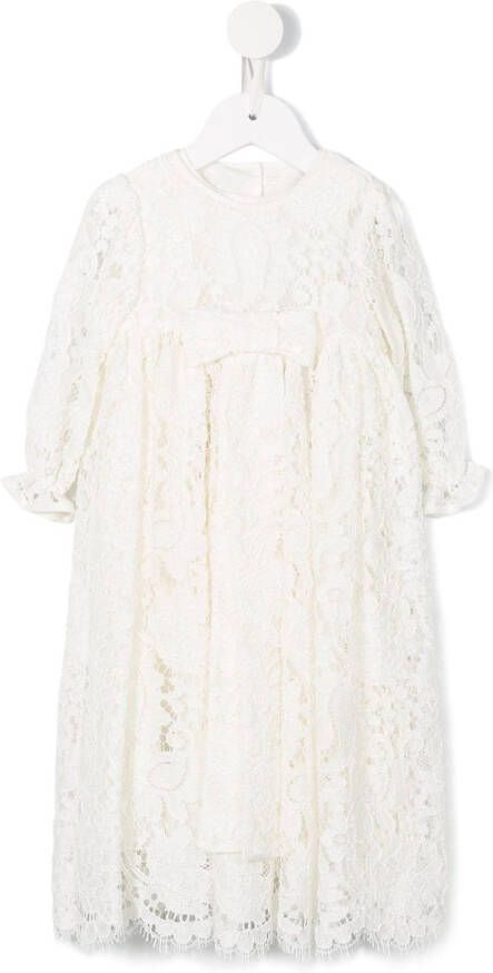 Dolce & Gabbana Kids floral lace ceremony gown Wit