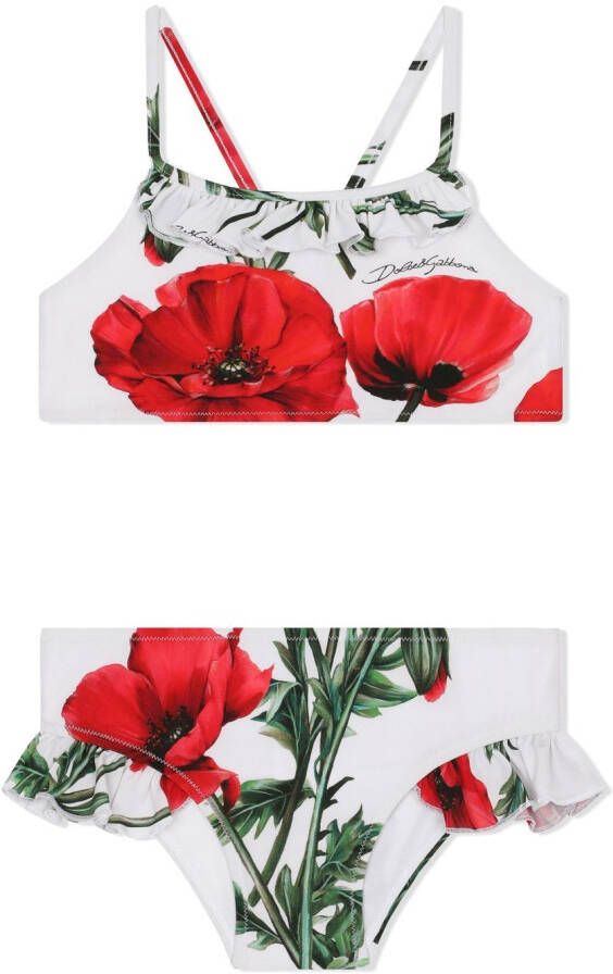 Dolce & Gabbana Kids Bikini met bloemenprint Wit