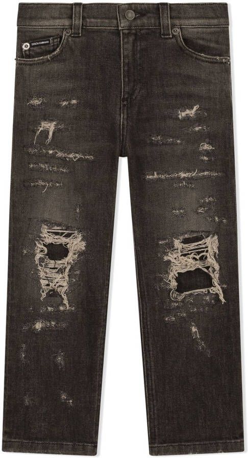 Dolce & Gabbana Kids Gescheurde jeans Zwart